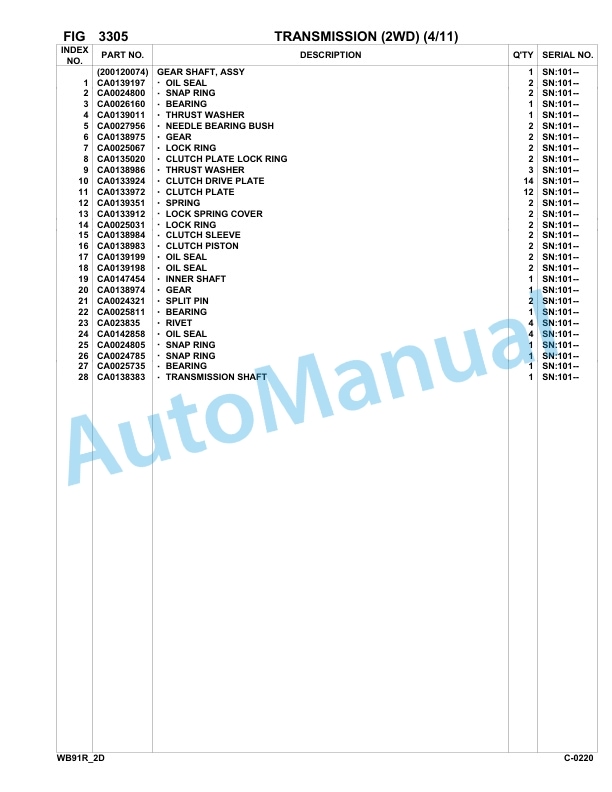 Komatsu WB91R-2 Backhoe Loader Parts Manual 91F20250-up-2