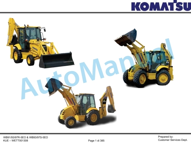 Komatsu WB91R-5E0, WB93R-5E0, WB97R-5EO, WB93S-5E0, WB97S-5E0 Backhoe Loader Service Manual WETT001308