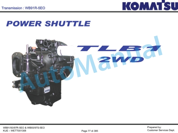 Komatsu WB91R-5E0, WB93R-5E0, WB97R-5EO, WB93S-5E0, WB97S-5E0 Backhoe Loader Service Manual WETT001308-2