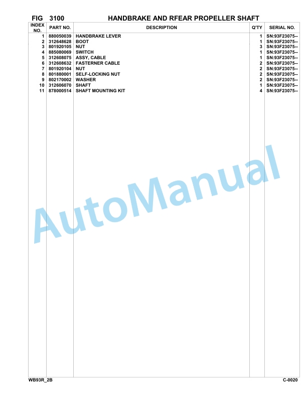 Komatsu WB93R-2 Backhoe Loader Parts Manual 93F23075-up-2