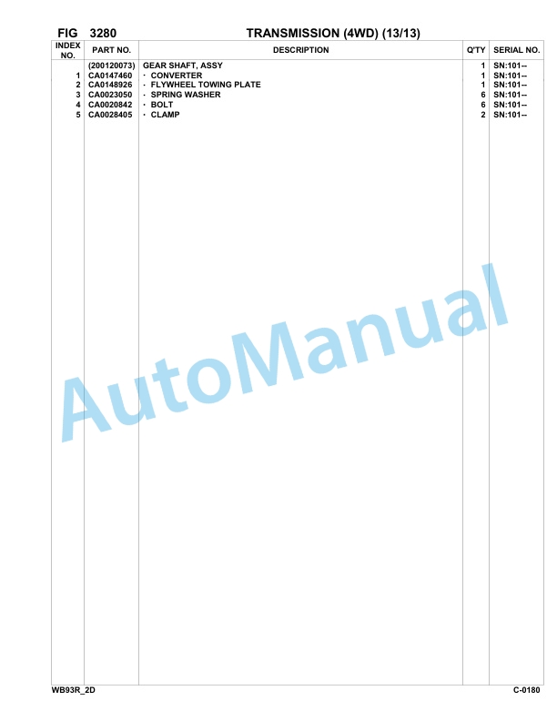 Komatsu WB93R-2 Backhoe Loader Parts Manual 93F25184-up-2