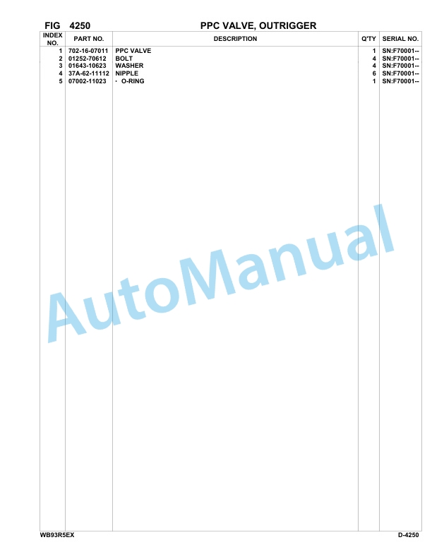 Komatsu WB93R-5E0 Backhoe Loader Parts Manual F70001-UP-3