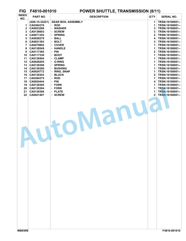 Komatsu WB93R-8 Backhoe Loader Parts Manual F80004-up-2
