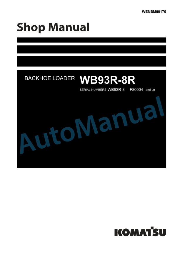 Komatsu WB93R-8R Backhoe Loader Shop Manual WENBM00170