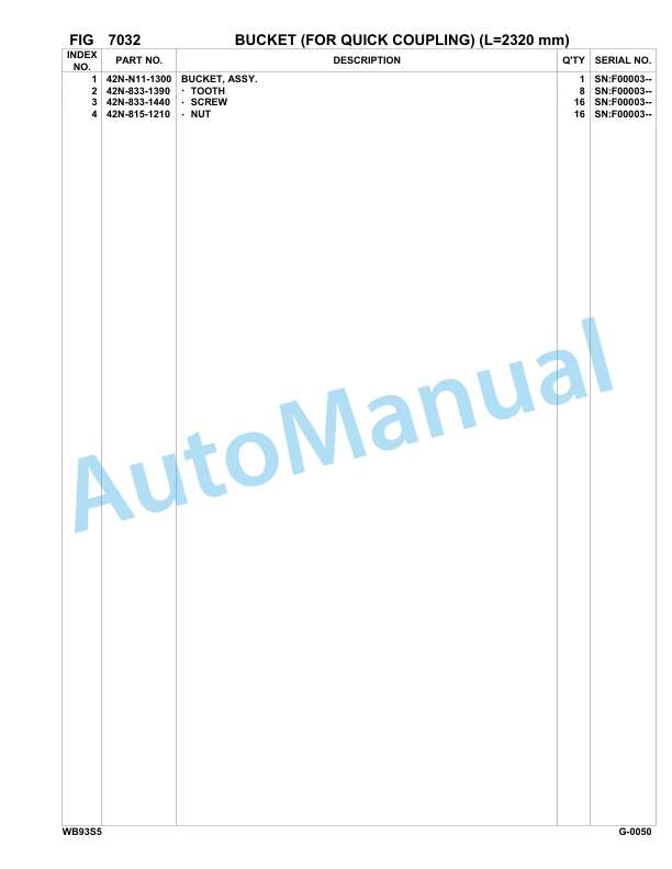 Komatsu WB93S-5 Backhoe Loader Parts Manual F00003-up-5