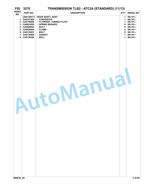 Komatsu WB97R-2 Backhoe Loader Parts Manual 97F21409-up-2