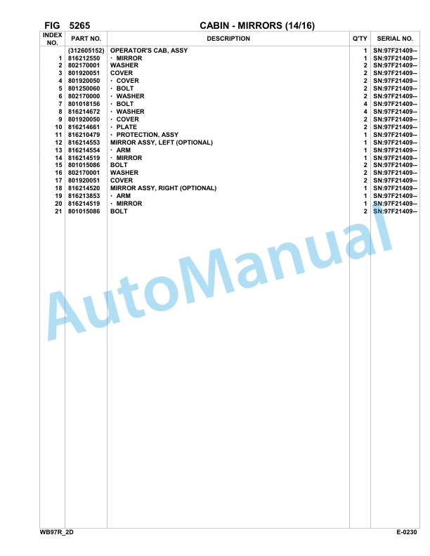 Komatsu WB97R-2 Backhoe Loader Parts Manual 97F21409-up-3