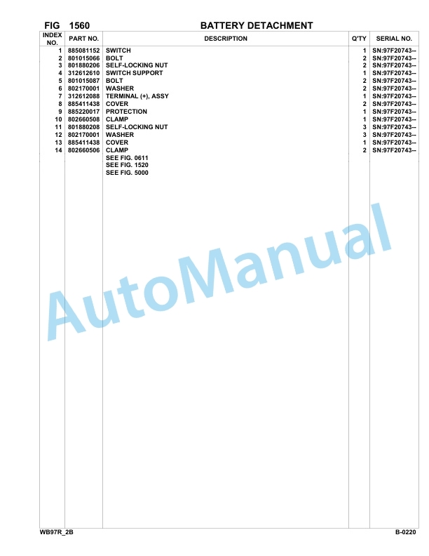 Komatsu WB97R-2B Backhoe Loader Parts Manual 97F20743-up-2
