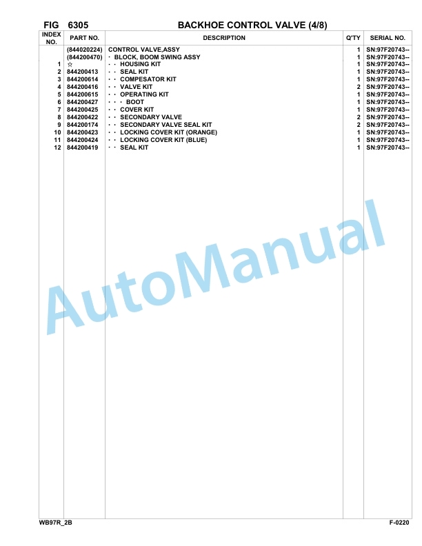 Komatsu WB97R-2B Backhoe Loader Parts Manual 97F20743-up-4