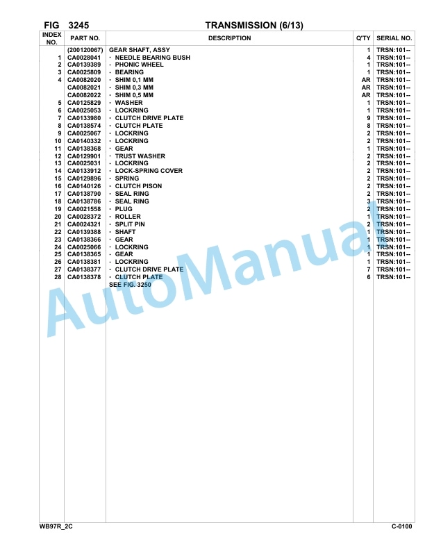 Komatsu WB97R-2B Backhoe Loader Parts Manual 97F20887-up-2