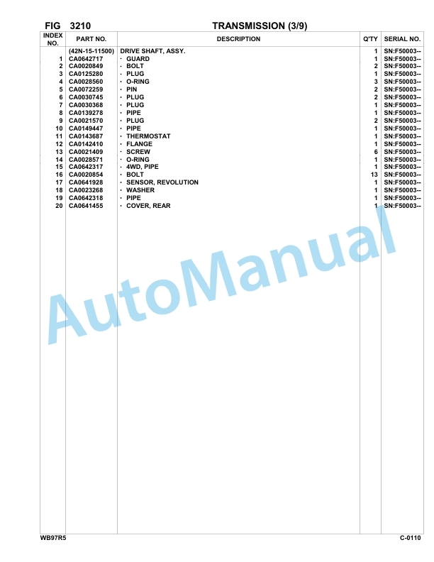 Komatsu WB97R-5 Backhoe Loader Parts Manual F50003-up-2