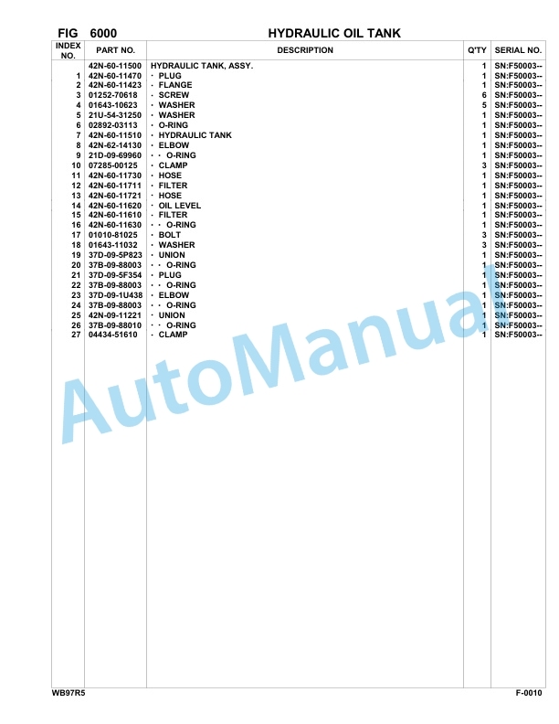 Komatsu WB97R-5 Backhoe Loader Parts Manual F50003-up-3