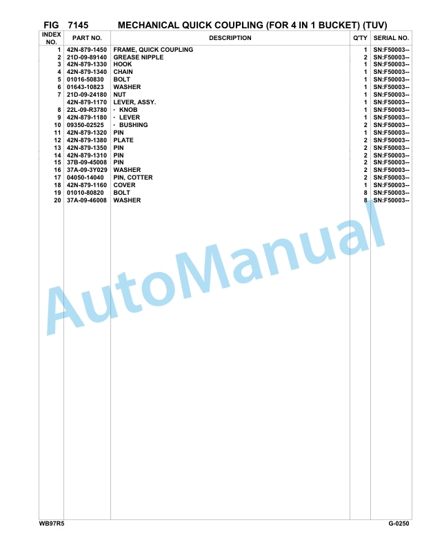 Komatsu WB97R-5 Backhoe Loader Parts Manual F50003-up-5