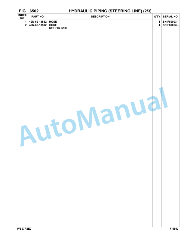 Komatsu WB97R-5E0 Backhoe Loader Parts Manual F80003-UP-4