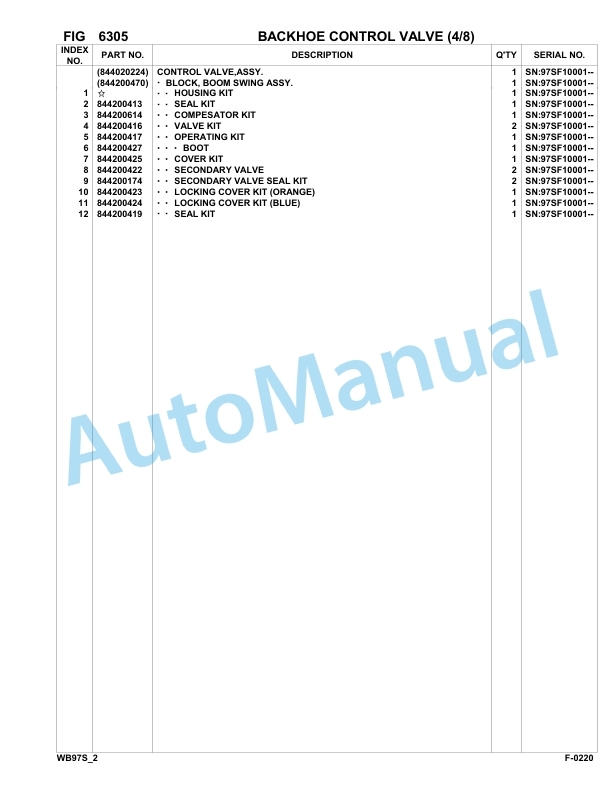 Komatsu WB97S-2 Backhoe Loader Parts Manual 97SF10001-up-4