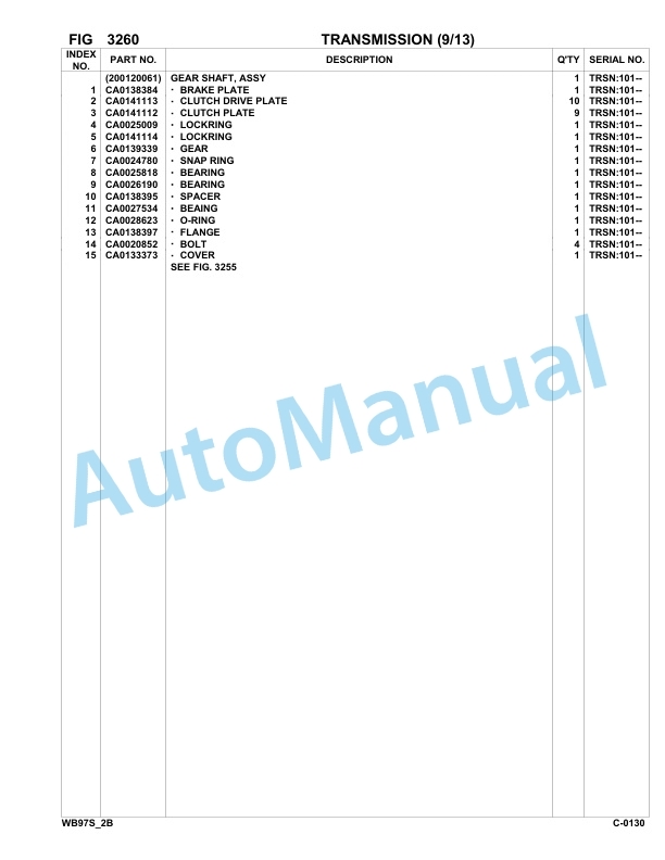 Komatsu WB97S-2 Backhoe Loader Parts Manual 97SF10431-up-2