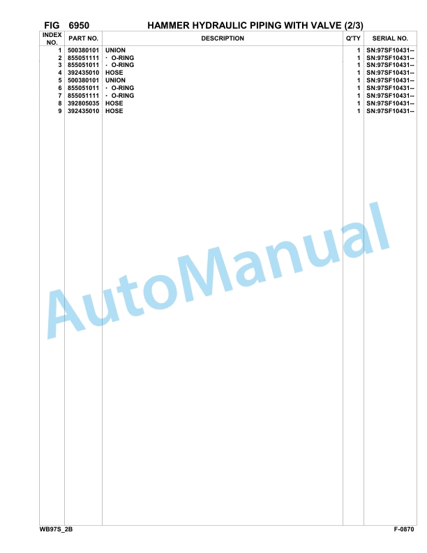 Komatsu WB97S-2 Backhoe Loader Parts Manual 97SF10431-up-5