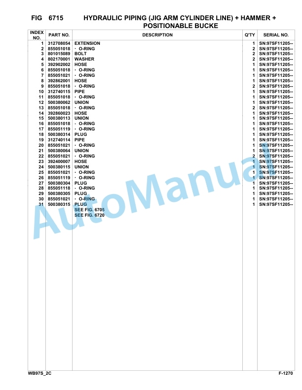Komatsu WB97S-2 Backhoe Loader Parts Manual 97SF11205-up-5