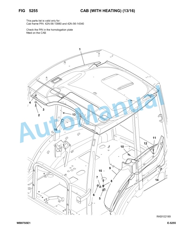 Komatsu WB97S-5E0 Backhoe Loader Parts Manual F30451-UP-3