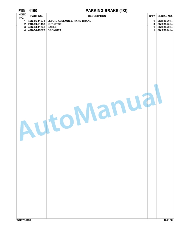Komatsu WB97S-5E0 Backhoe Loader Parts Manual - F30541 - F30542-3