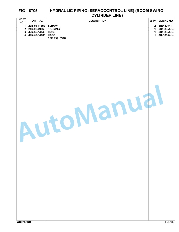 Komatsu WB97S-5E0 Backhoe Loader Parts Manual - F30541 - F30542-5