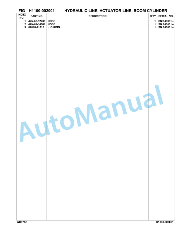 Komatsu WB97S-8 Backhoe Loader Parts Manual F40001-up-3