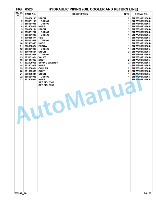 Komatsu WB98A-2 Backhoe Loader Parts Manual WB98F20365-UP-4