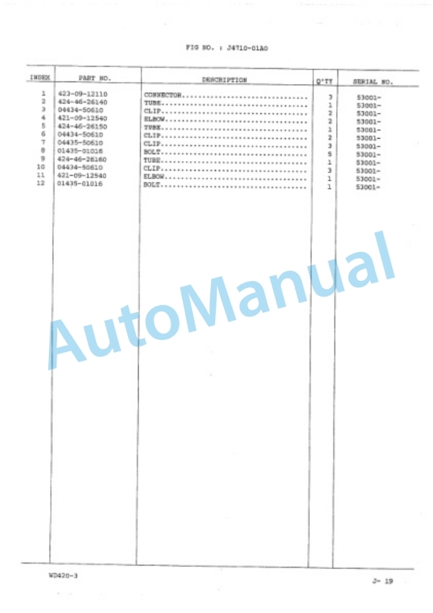 Komatsu WD420-3 Wheel Dozer Parts Manual PEPBP01100-4