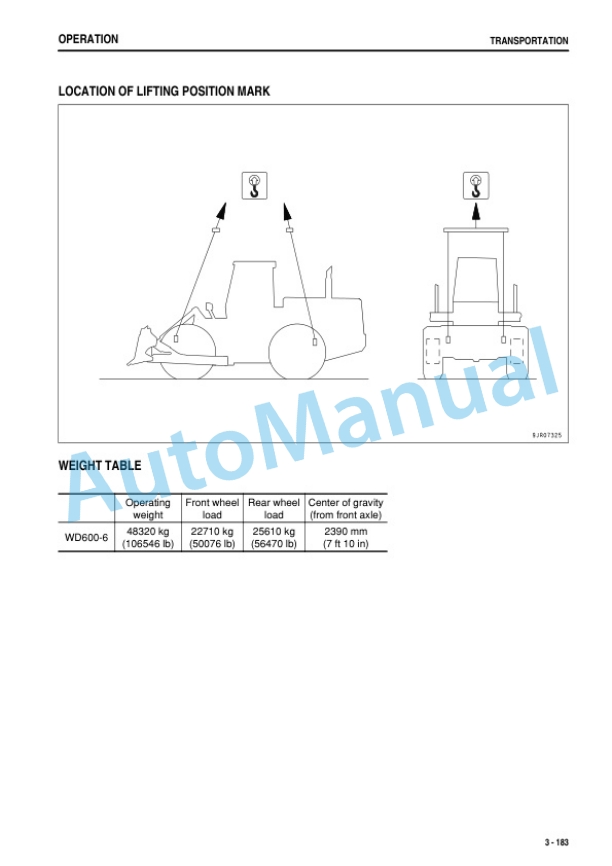 Komatsu WD600-6 Wheel Dozer Operation and Maintenance Manual TEN00461-17-4