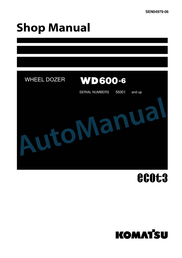 Komatsu WD600-6 Wheel Loader Shop Manual SEN04979-06