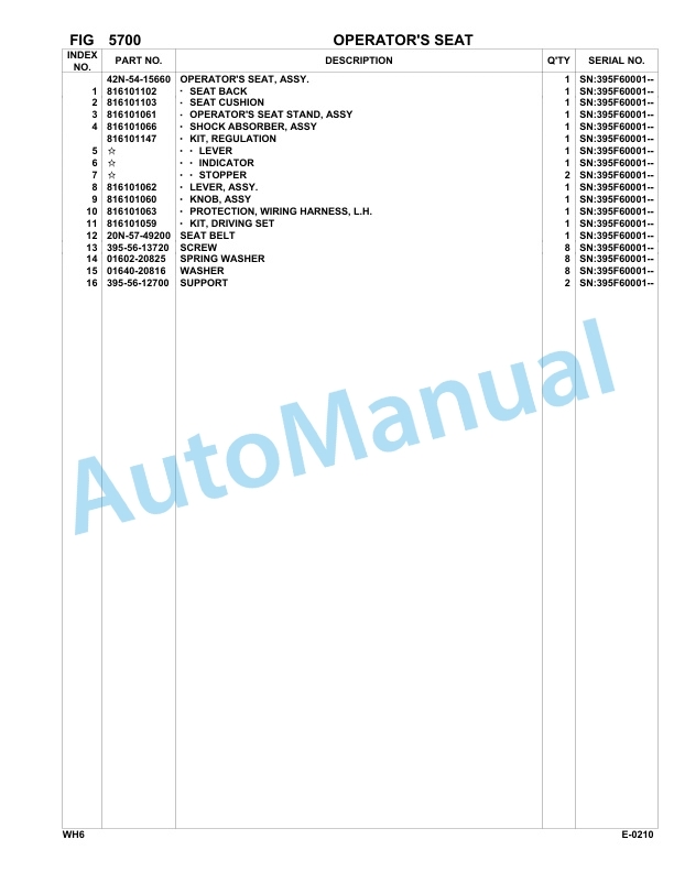 Komatsu WH609-1, WH613-1 Parts Manual 395F60001-UP-4