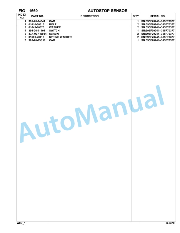 Komatsu WH713-1, WH714-1, WH714H-1, WH716-1 Parts Manual 395F70241-UP-2