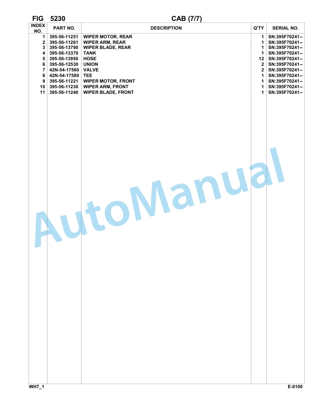 Komatsu WH713-1, WH714-1, WH714H-1, WH716-1 Parts Manual 395F70241-UP-3
