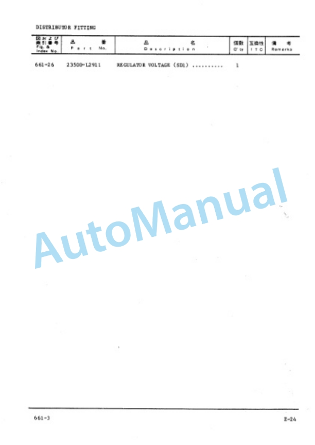 Komatsu Z-24 Gasoline Engine Parts Manual Z24-PNE1-5