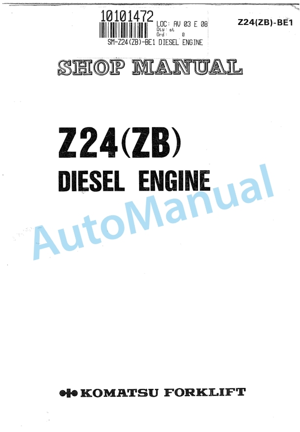 Komatsu Z24(ZB) Diesel Engine Shop Manual Z24(ZB)-BE1