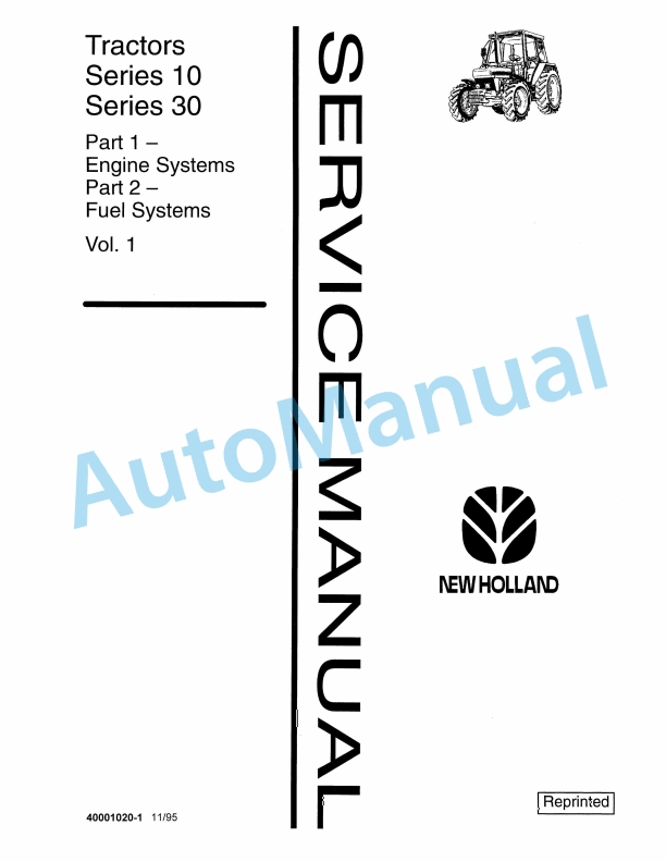 New Holland 10, 30 Series Tractor Service Manual 40001020-1