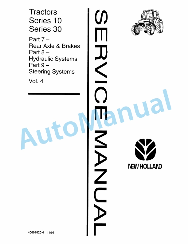 New Holland 10, 30 Series Tractor Service Manual 40001020-4