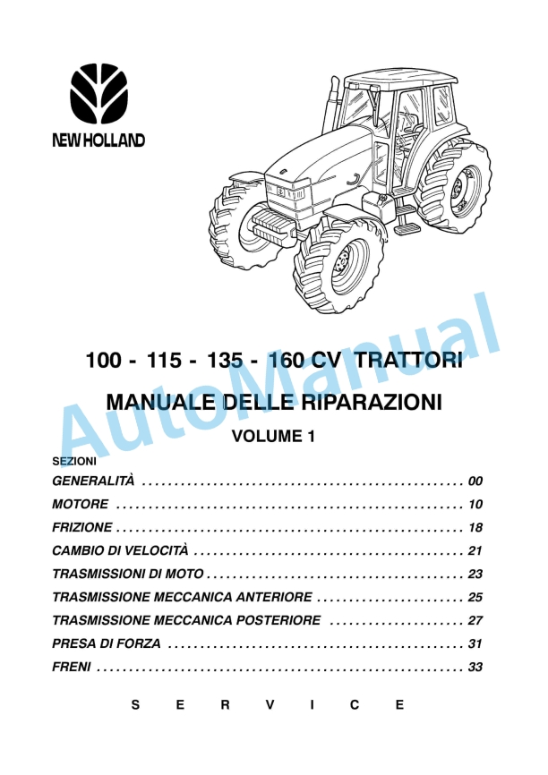 New Holland 100, 115, 135, 160 CV Tractor Repair Manual 6035432000 ITA