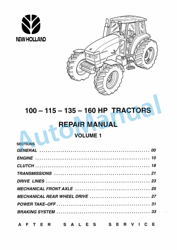 New Holland 100, 115, 135, 160 HP Tractor Repair Manual 6035432100