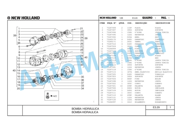New Holland 12B Loader Part Catalog 75314394 BR-4