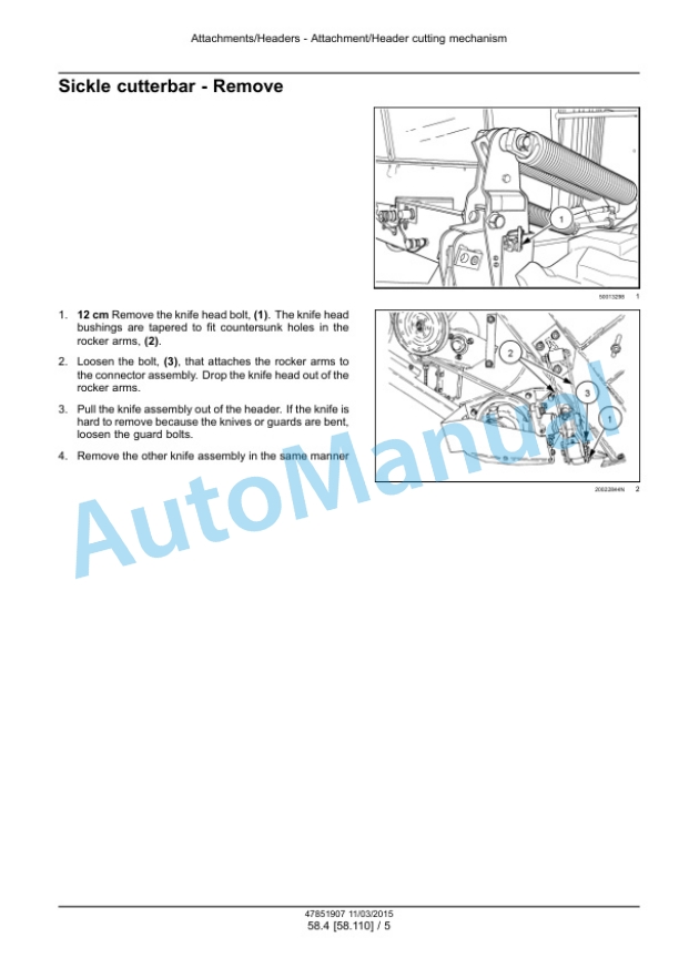 New Holland 12HS, 14HS, 16HS, 18HS Sickle Header Service Manual 47851907-4