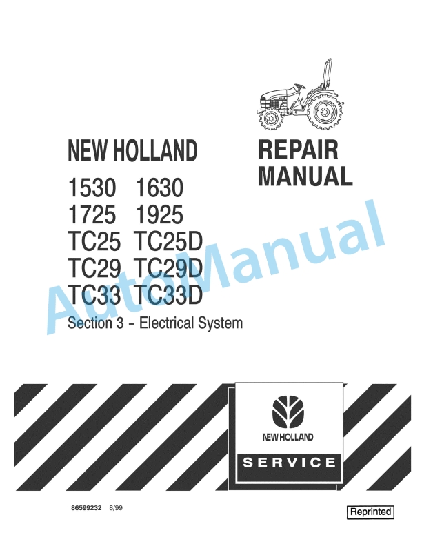 New Holland 1530, 1630, 1725, 1925, TC25, TC25D, TC29, TC29D, TC33, TC33D Repair Manual 86599232