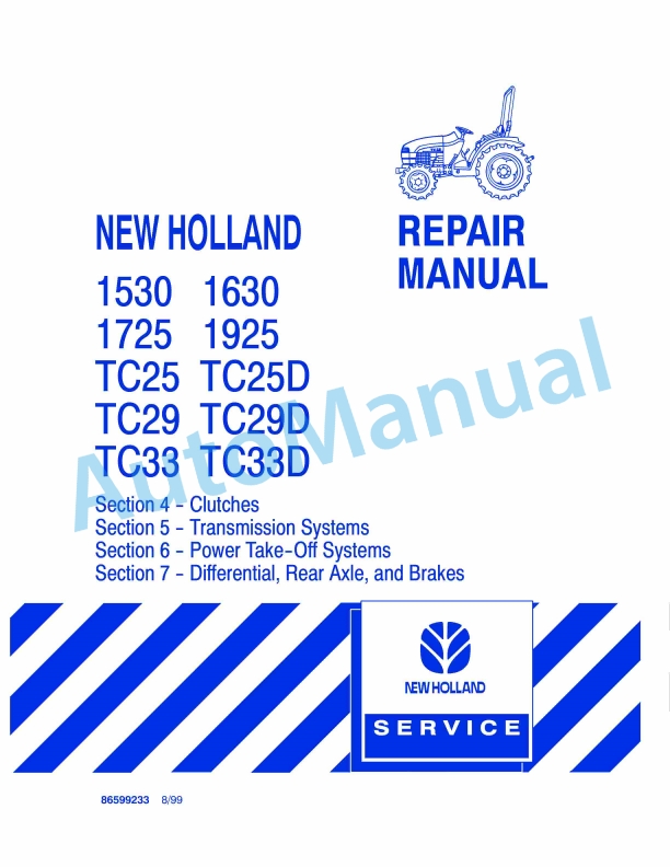 New Holland 1530, 1630, 1725, 1925, TC25, TC25D, TC29, TC29D, TC33, TC33D Repair Manual 86599233