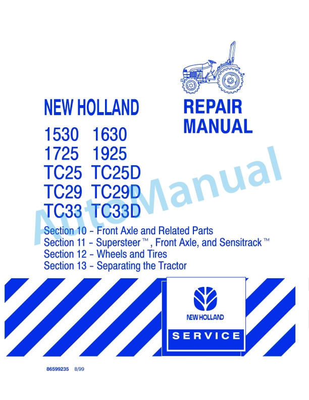 New Holland 1530, 1630, 1725, 1925, TC25, TC25D, TC29, TC29D, TC33, TC33D Repair Manual 86599235
