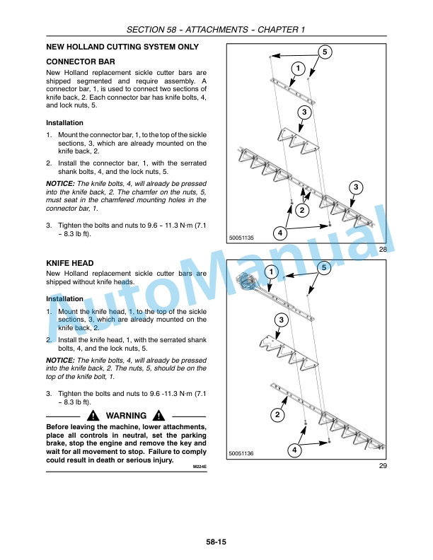 New Holland 18HB, 21HB, 25HB, 30HB, 36HB Service Manual 84157369-5