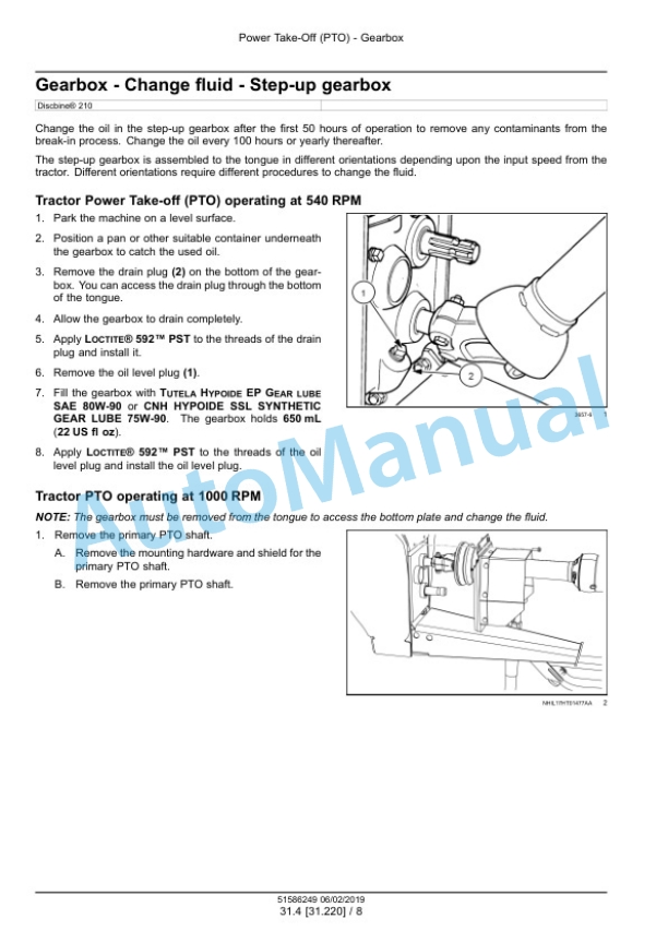 New Holland 209, 210 Discbine Disc Mower-Conditioner Service Manual 51586249-2