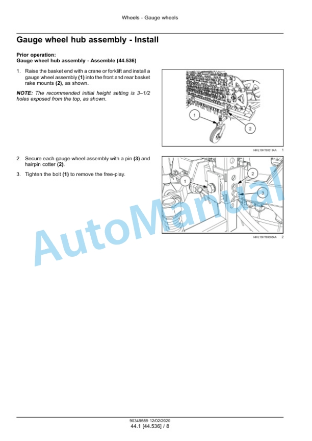 New Holland 230 Rolabar Basket Rake Service Manual 90349559-4