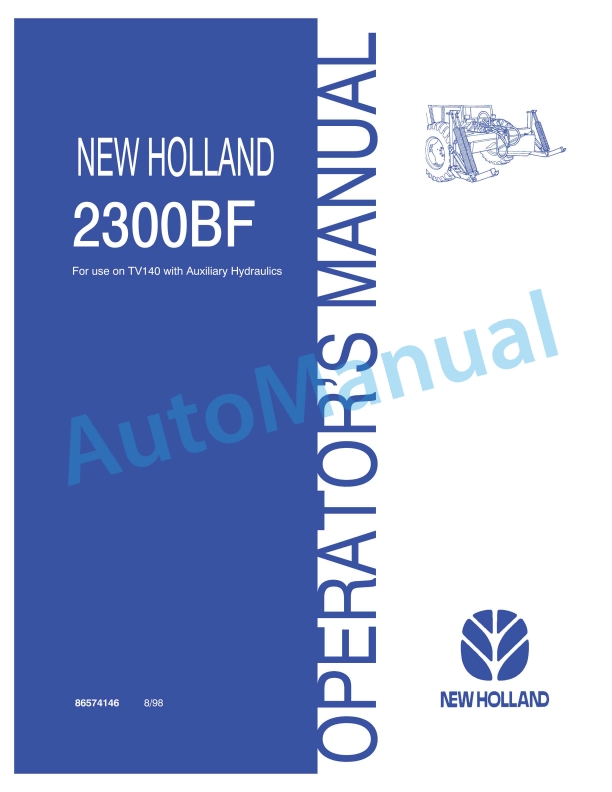 New Holland 2300BF With Auxiliary Hydraulic Operation and Maintenance Manual 86574146