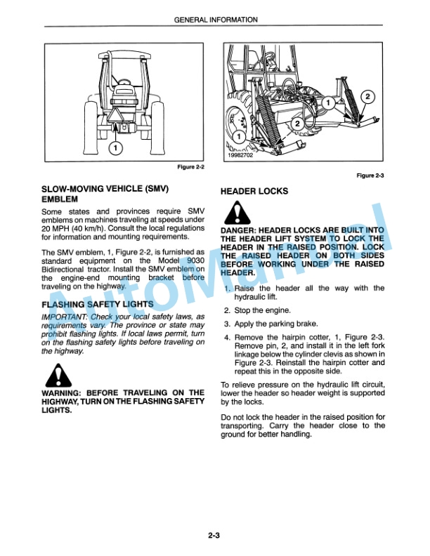 New Holland 2300BF With PTO Pump Operation and Maintenance Manual 86574145-3