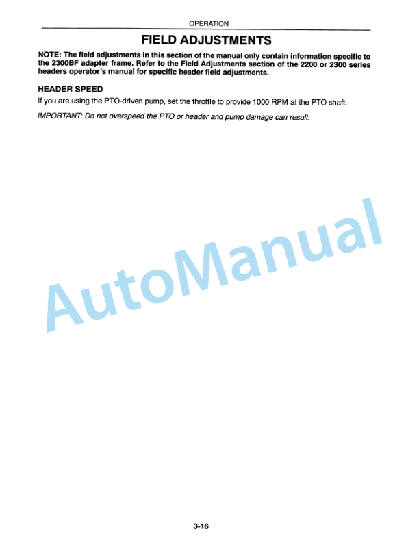New Holland 2300BF With PTO Pump Operation and Maintenance Manual 86574145-4